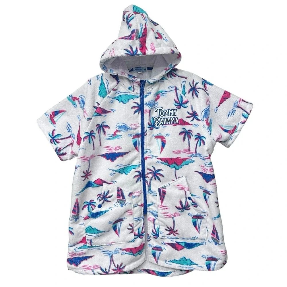 Tommy Bahama Kids Beach Cover Multi-Color Palmtree Terry Cloth‎ Youth Size L/XL